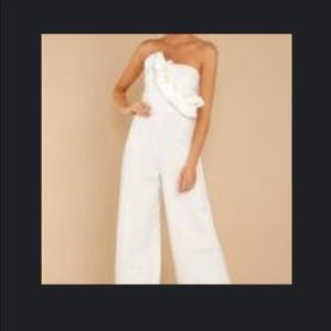 Strapless White Jumpsuit Size Large